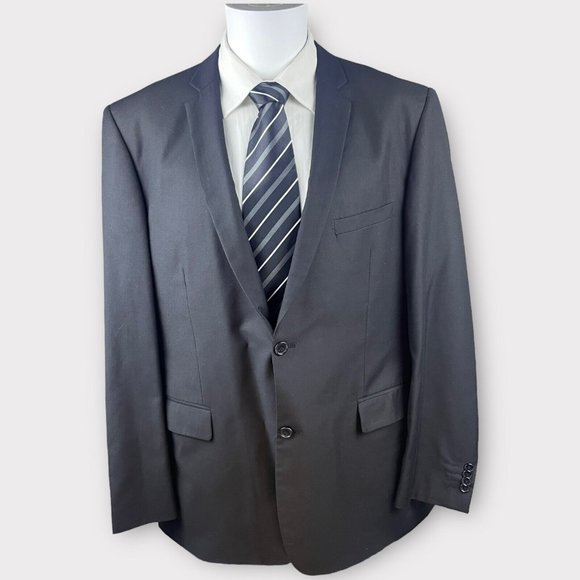 Tazio Italy Blazer Sports Coat Men's 46L Black Super 120's Wool Hand Tailored - Picture 1 of 16